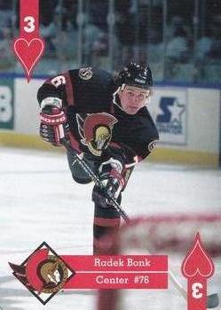1995-96 Hoyle Eastern Conference Playing Cards #3♥ Radek Bonk  Front