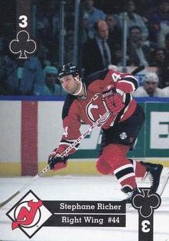 1995-96 Hoyle Eastern Conference Playing Cards #3♣ Stephane Richer  Front