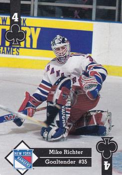 1995-96 Hoyle Eastern Conference Playing Cards #4♣ Mike Richter  Front