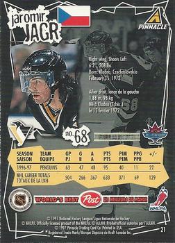 1997 Pinnacle Post #21 Jaromir Jagr  Back