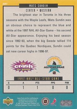 1997 Upper Deck Crash the All-Star Game #AR7 Mats Sundin  Back