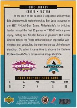 1997 Upper Deck Crash the All-Star Game #AR13 Eric Lindros  Back