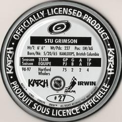 1997-98 Katch/Irwin Medallions #27 Stu Grimson  Back