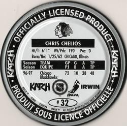 1997-98 Katch/Irwin Medallions #32 Chris Chelios  Back