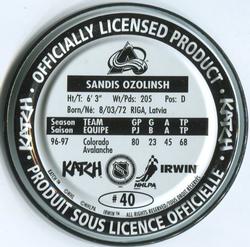 1997-98 Katch/Irwin Medallions #40 Sandis Ozolinsh  Back