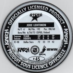 1997-98 Katch/Irwin Medallions #45 Jere Lehtinen  Back