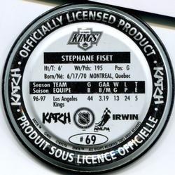 1997-98 Katch/Irwin Medallions #69 Stephane Fiset  Back