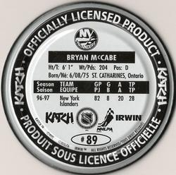 1997-98 Katch/Irwin Medallions #89 Bryan McCabe  Back