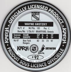 1997-98 Katch/Irwin Medallions #92 Wayne Gretzky  Back