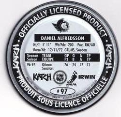 1997-98 Katch/Irwin Medallions #97 Daniel Alfredsson  Back