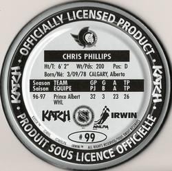 1997-98 Katch/Irwin Medallions #99 Chris Phillips  Back