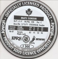 1997-98 Katch/Irwin Medallions #144 Mats Sundin  Back