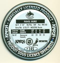 1997-98 Katch/Irwin Medallions #145 Pavel Bure  Back