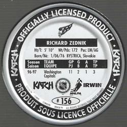 1997-98 Katch/Irwin Medallions #156 Richard Zednik  Back