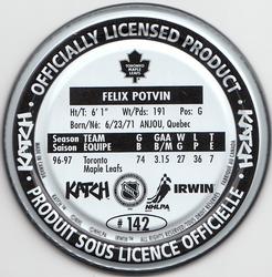 1997-98 Katch/Irwin Medallions - Fabrique Au Canada #142 Felix Potvin  Back