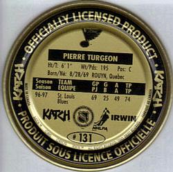 1997-98 Katch/Irwin Medallions - Fabrique Au Canada Gold #131 Pierre Turgeon  Back