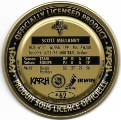 1997-98 Katch/Irwin Medallions - Fabrique Au Canada Gold #62 Scott Mellanby  Back