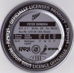 1997-98 Katch/Irwin Medallions - Fabrique Au Canada Silver #151 Peter Bondra  Back