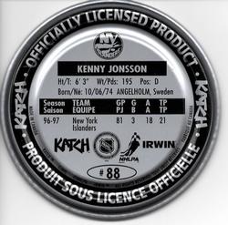 1997-98 Katch/Irwin Medallions - Silver #88 Kenny Jonsson  Back