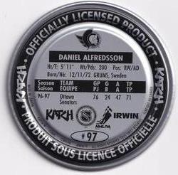 1997-98 Katch/Irwin Medallions - Silver #97 Daniel Alfredsson  Back