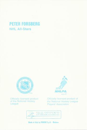 1998-99 Panini Photocards #NNO Peter Forsberg  Back