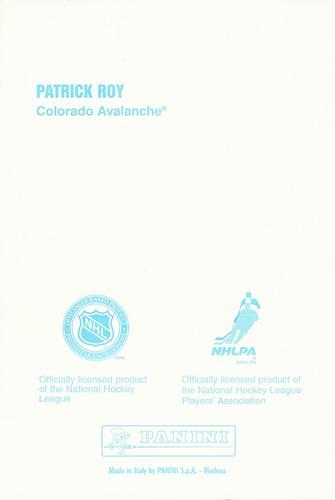 1998-99 Panini Photocards #NNO Patrick Roy Back