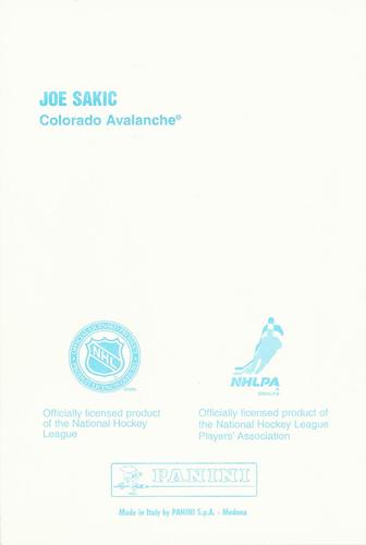 1998-99 Panini Photocards #NNO Joe Sakic Back