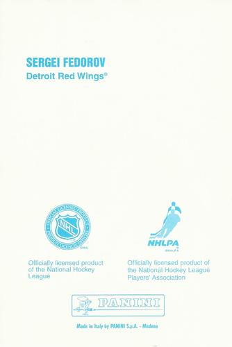 1998-99 Panini Photocards #NNO Sergei Fedorov  Back