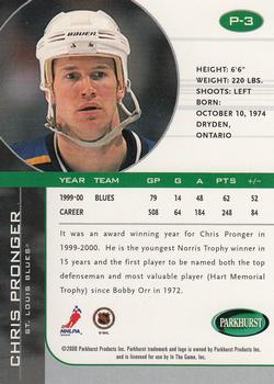 2000-01 Be a Player Memorabilia - Parkhurst 2000 (50th Anniversary) #P-3 Chris Pronger  Back