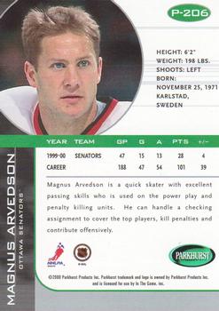 2000-01 Be a Player Memorabilia - Parkhurst 2000 (50th Anniversary) #P-206 Magnus Arvedson  Back