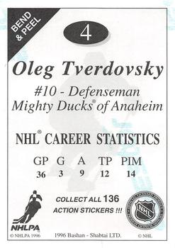 1995-96 Bashan Imperial Super Stickers #4 Oleg Tverdovsky Back