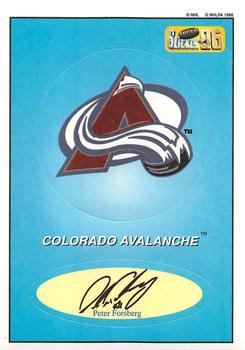 1995-96 Bashan Imperial Super Stickers #26 Colorado Avalanche / Peter Forsberg Front