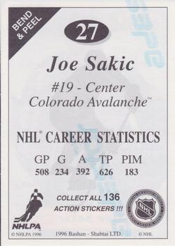 1995-96 Bashan Imperial Super Stickers #27 Joe Sakic Back