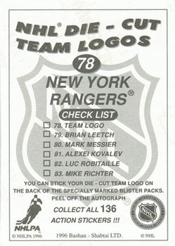 1995-96 Bashan Imperial Super Stickers #78 New York Rangers / Mark Messier Back