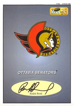 1995-96 Bashan Imperial Super Stickers #84 Ottawa Senators / Radek Bonk Front