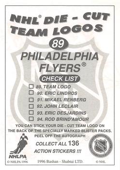 1995-96 Bashan Imperial Super Stickers #89 Philadelphia Flyers / John LeClair Back