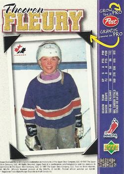 1996-97 Upper Deck Post Cereal Grow Like a Pro #NNO Theoren Fleury Back