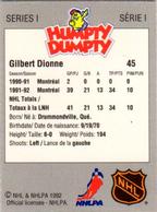 1992-93 Humpty Dumpty I #NNO Gilbert Dionne Back