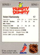 1992-93 Humpty Dumpty I #NNO Valeri Kamensky Back
