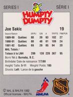 1992-93 Humpty Dumpty I #NNO Joe Sakic Back