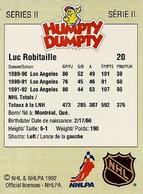 1992-93 Humpty Dumpty II #NNO Luc Robitaille Back