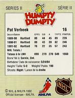 1992-93 Humpty Dumpty II #NNO Pat Verbeek Back