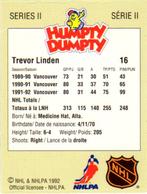 1992-93 Humpty Dumpty II #NNO Trevor Linden Back