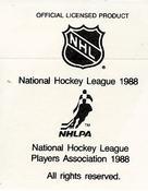 1988-89 Frito-Lay Stickers #NNO Sean Burke Back
