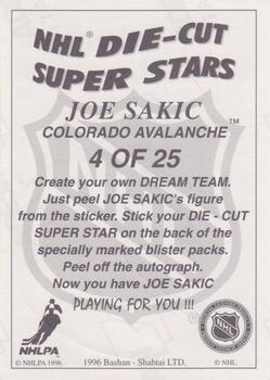 1995-96 Bashan Imperial Super Stickers - Die Cut #4 Joe Sakic Back