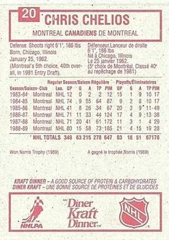 1989-90 Kraft #20 Chris Chelios  Back