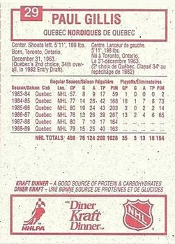 1989-90 Kraft #29 Paul Gillis  Back