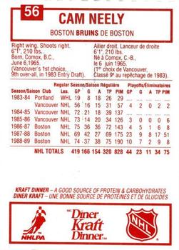 1989-90 Kraft #56 Cam Neely Back