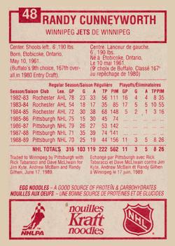 1989-90 Kraft #48 Randy Cunneyworth  Back