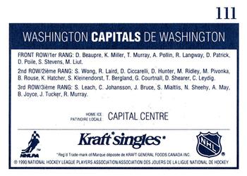 1990-91 Kraft #111 Washington Capitals Back